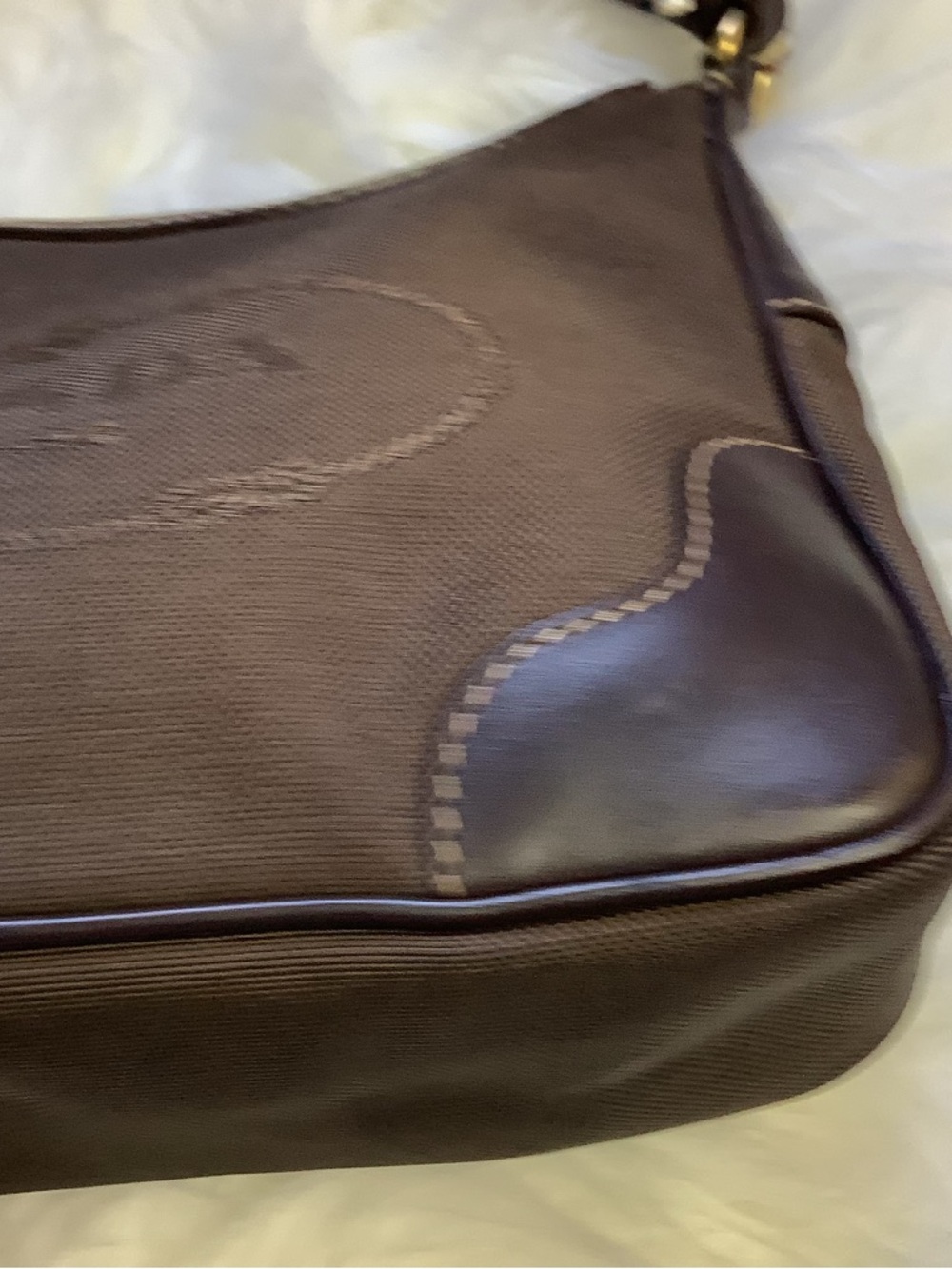 Prada Brown Logo Jacquard Mini Hobo bag - Picture 5 of 15